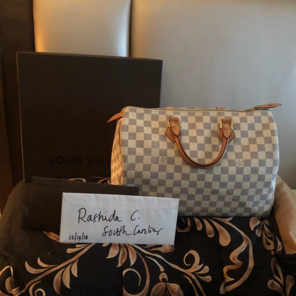 Authentic Louis Vuitton Speedy 35 Damier Azur